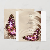 Een roze vlinder op een roomsatijnachtergrond menu (Voorkant / Achterkant)