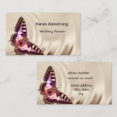 Een roze vlinder op een roomsatijnachtergrond visitekaartje (Voorkant / Achterkant)