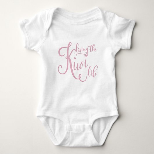 Een Roze & Wit Leven de Kiwi Life Baby Body Suit Romper (Voorkant)