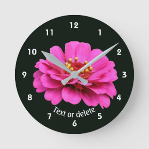 Eén Roze Zinnia Bloem Persoonlijk Ronde Klok