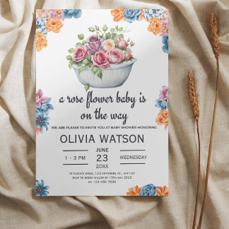 Een Rozen Baby is onderweg naar het Baby shower Kaart