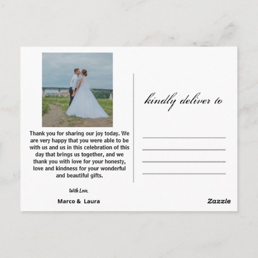 Een rozen bruiloft dank u briefkaart (Achterkant)