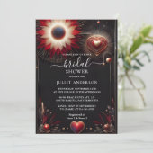 Een Ruby Claret Wit Hart Rood Zwart Vrijgezellenfe Kaart (Staand voorkant)