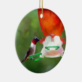 Een ruby Throated Hummingbird Keramisch Ornament (Rechts)