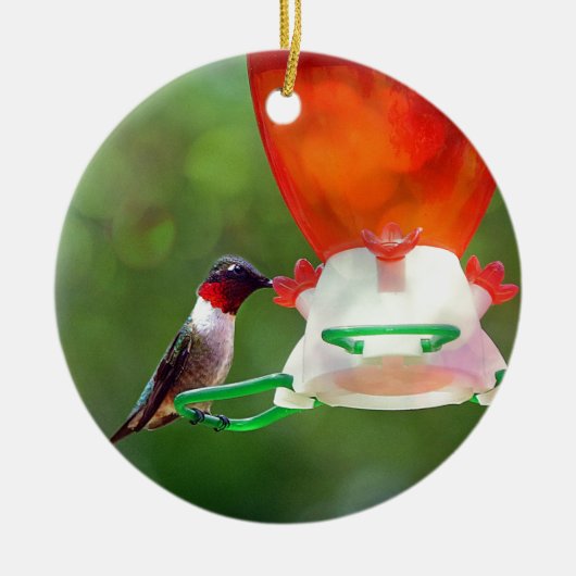 Een ruby Throated Hummingbird Keramisch Ornament (Voorkant)