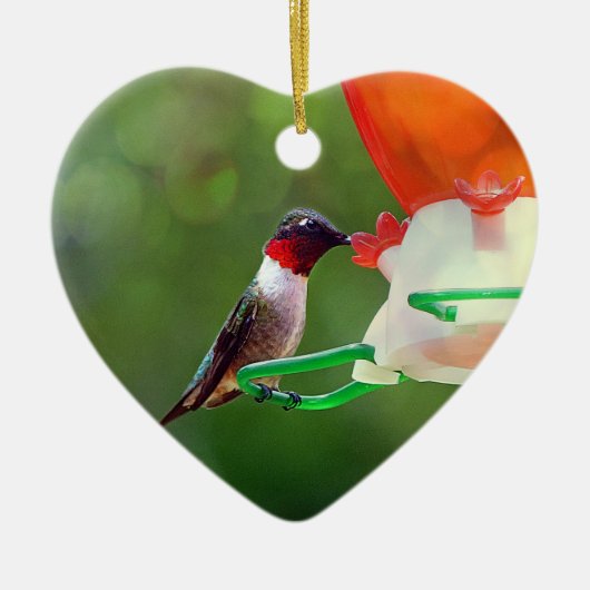 Een ruby Throated Hummingbird Keramisch Ornament (Voorkant)