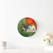 Een ruby Throing Hummingbird Ronde Klok (Huis)