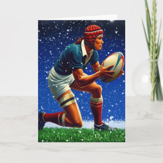 Een Rugby Kerstmis - Rugby-Wenskaart Feestdagen Kaart (Voorkant)