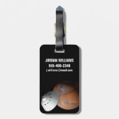 Een ruimteschip in aeroshell nadert Mars. Bagagelabel (Achterkant verticaal)