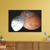 Een ruimteschip in aeroshell nadert Mars. Canvas Afdruk (Insitu (Woonkamer))