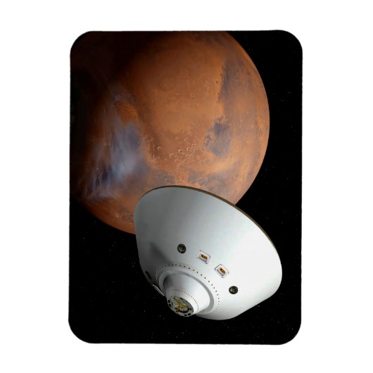 Een ruimteschip in aeroshell nadert Mars. Magneet (Verticaal)