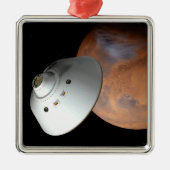 Een ruimteschip in aeroshell nadert Mars. Metalen Ornament (Voorkant)