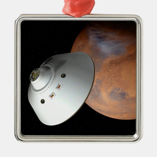 Een ruimteschip in aeroshell nadert Mars. Metalen Ornament (Voorkant)