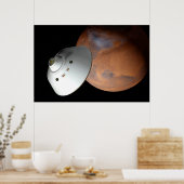 Een ruimteschip in aeroshell nadert Mars. Poster (Keuken)