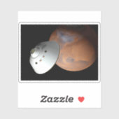 Een ruimteschip in aeroshell nadert Mars. Sticker (Vel)