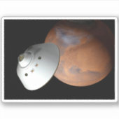 Een ruimteschip in aeroshell nadert Mars. Sticker (Voorkant)