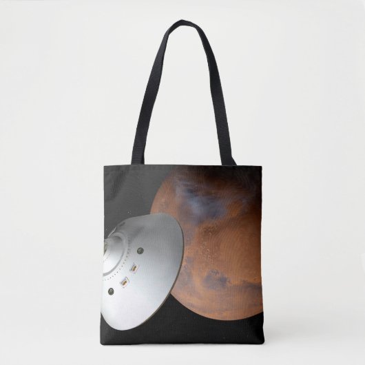 Een ruimteschip in aeroshell nadert Mars. Tote Bag (Voorkant)