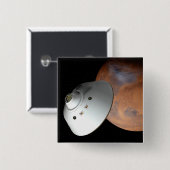 Een ruimteschip in aeroshell nadert Mars. Vierkante Button 5,1 Cm (Voorkant /achterkant)
