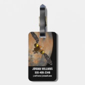 Een ruimteschip in een baan om Mars. Bagagelabel (Achterkant verticaal)