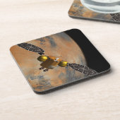 Een ruimteschip in een baan om Mars. Bier Onderzetter (Linkerzijde)