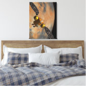 Een ruimteschip in een baan om Mars. Canvas Afdruk (Insitu (Slaapkamer))