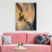 Een ruimteschip in een baan om Mars. Canvas Afdruk (Insitu (Woonkamer))