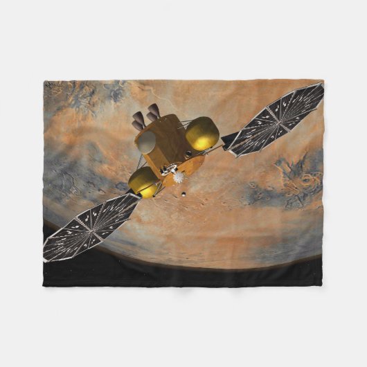 Een ruimteschip in een baan om Mars. Fleece Deken (Voorkant (Horizontaal))