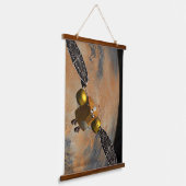 Een ruimteschip in een baan om Mars. Hangend Wandkleed (Gebogen)