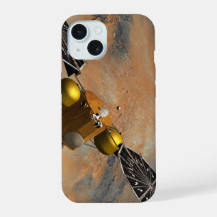 Een ruimteschip in een baan om Mars. iPhone 15 Case