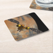 Een ruimteschip in een baan om Mars. Kartonnen Onderzetters (Schuin)