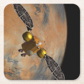 Een ruimteschip in een baan om Mars. Kartonnen Onderzetters (Voorkant)