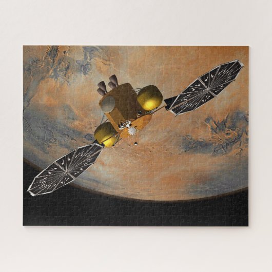 Een ruimteschip in een baan om Mars. Legpuzzel (Horizontaal)