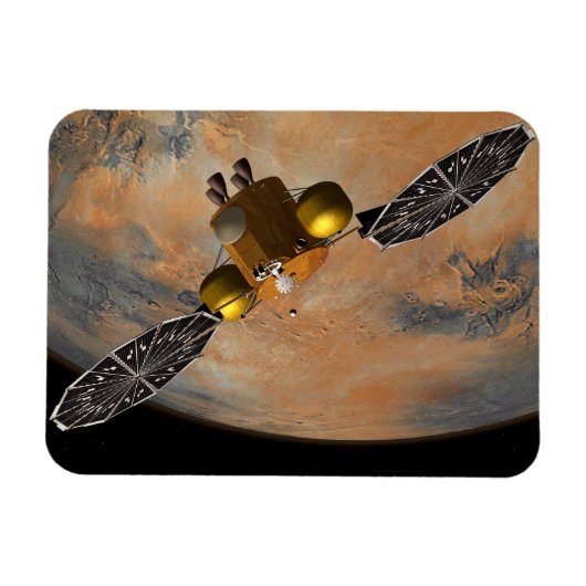 Een ruimteschip in een baan om Mars. Magneet (Horizontaal)