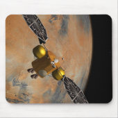 Een ruimteschip in een baan om Mars. Muismat (Voorkant)