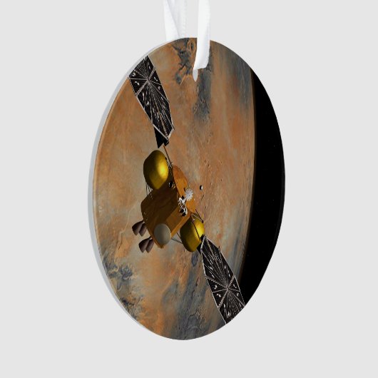 Een ruimteschip in een baan om Mars. Ornament (voorkant)