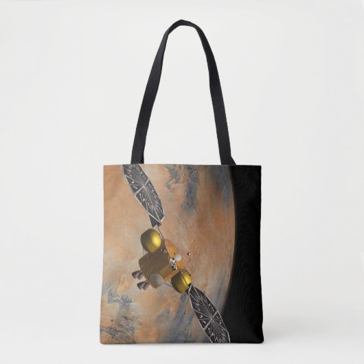 Een ruimteschip in een baan om Mars. Tote Bag (Voorkant)