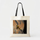 Een ruimteschip in een baan om Mars. Tote Bag (Voorkant)