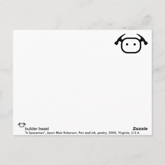 Een ruimtevaarder briefkaart (Achterkant)