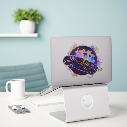 Een ruimtewagen sticker (Laptop op bureau)