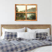 Een rustiek houten raam uitzicht van Rana Riedl Oo Canvas Afdruk (Insitu (Slaapkamer))