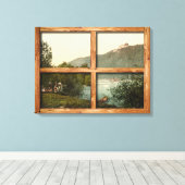 Een rustiek houten raam uitzicht van Rana Riedl Oo Canvas Afdruk (Insitu (Houten vloer))