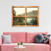 Een rustiek houten raam uitzicht van Rana Riedl Oo Canvas Afdruk (Insitu (Woonkamer))