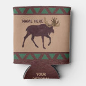 Een rustiek Moose Faux Leather-Look design Blikjeskoeler (Voorkant)