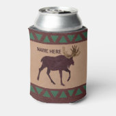 Een rustiek Moose Faux Leather-Look design Blikjeskoeler (Blikje Achterkant)