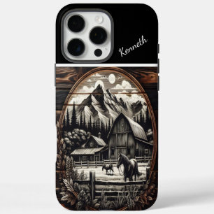Een rustieke boerderij silhouet tegen een majestue iPhone 16 pro max hoesje