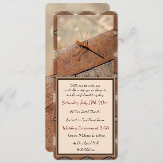 Een rustieke Dragonfly bruiloft uitnodiging (Voorkant / Achterkant)