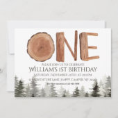 Een rustieke groene bomen 1e verjaardag kaart (Voorkant)