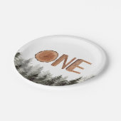 Een rustieke groene bomen 1e verjaardag papieren bordje (Gekanteld)