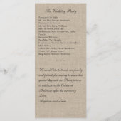 Een rustieke kant & Burlap bruiloft programma Programmakaart (Achterkant)