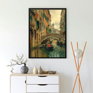 Een rustig kanaal, Venetië Poster
